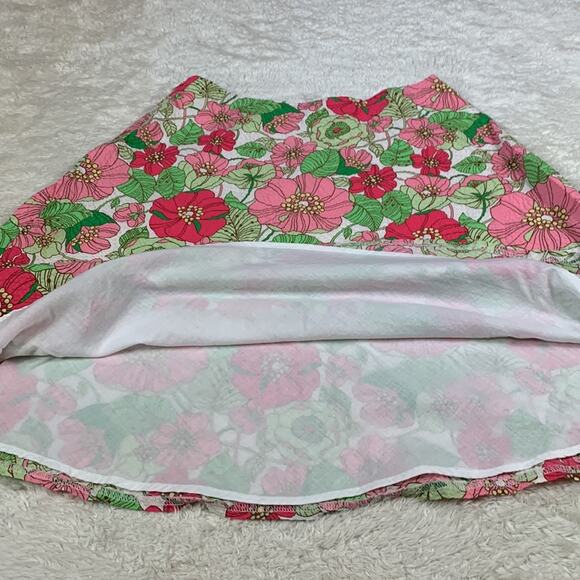 Gap textured 100% cotton pink and green flower print a line skirt, size 0 - Picture 6 of 9